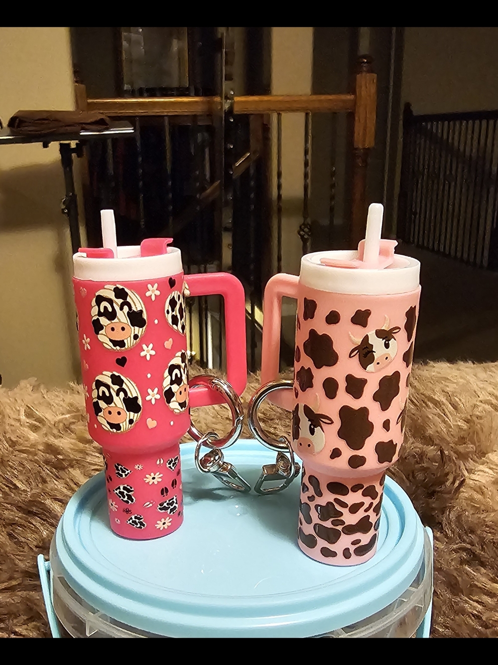 Cute Cow Print Tumbler Keychain/Bag Charm